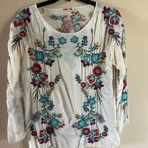 Johnny Was Multicolor Embroidered Blouse